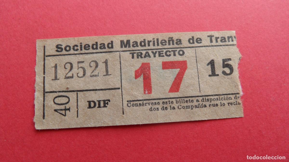 Coleccionismo Billetes de transporte: REF: TRMAD_SMT - SOCIEDAD MADRILE&Ntilde;A DE TRANV&Iacute;AS - MADRID - 12521 CAPICUA LEEINTER Y TRAYECTO