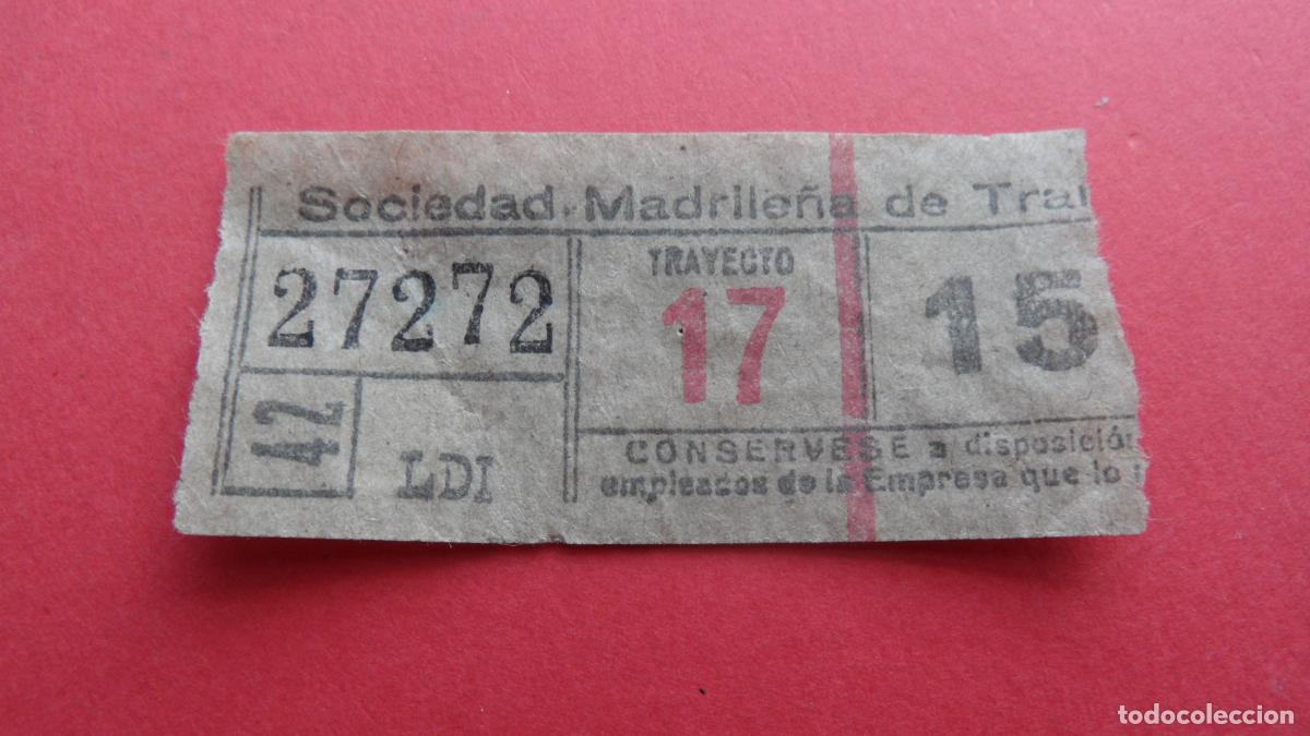 Coleccionismo Billetes de transporte: REF: TRMAD_SMT - SOCIEDAD MADRILE&Ntilde;A DE TRANV&Iacute;AS - MADRID - 27272 CAPICUA LEEINTER Y TRAYECTO