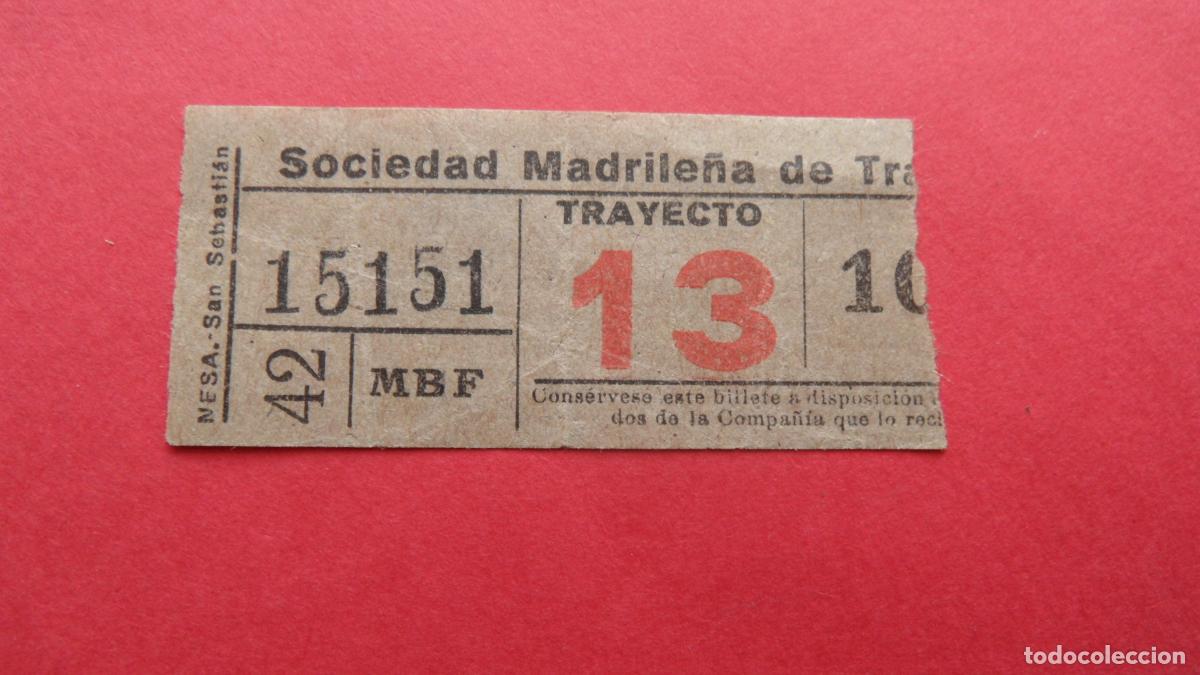 Coleccionismo Billetes de transporte: REF: TRMAD_SMT - SOCIEDAD MADRILE&Ntilde;A DE TRANV&Iacute;AS - MADRID - 15151 CAPICUA LEEINTER Y TRAYECTO