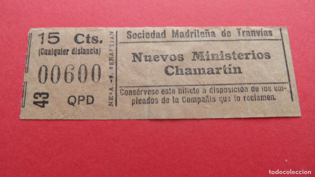 Collectionnisme Billets de transport: REF: TRMAD_SMT - S.M.T. SOCIEDAD MADRILE&Ntilde;A DE TRANV&Iacute;AS - MADRID - 00600 CAPICUA LEEINTER Y TRAYECTO