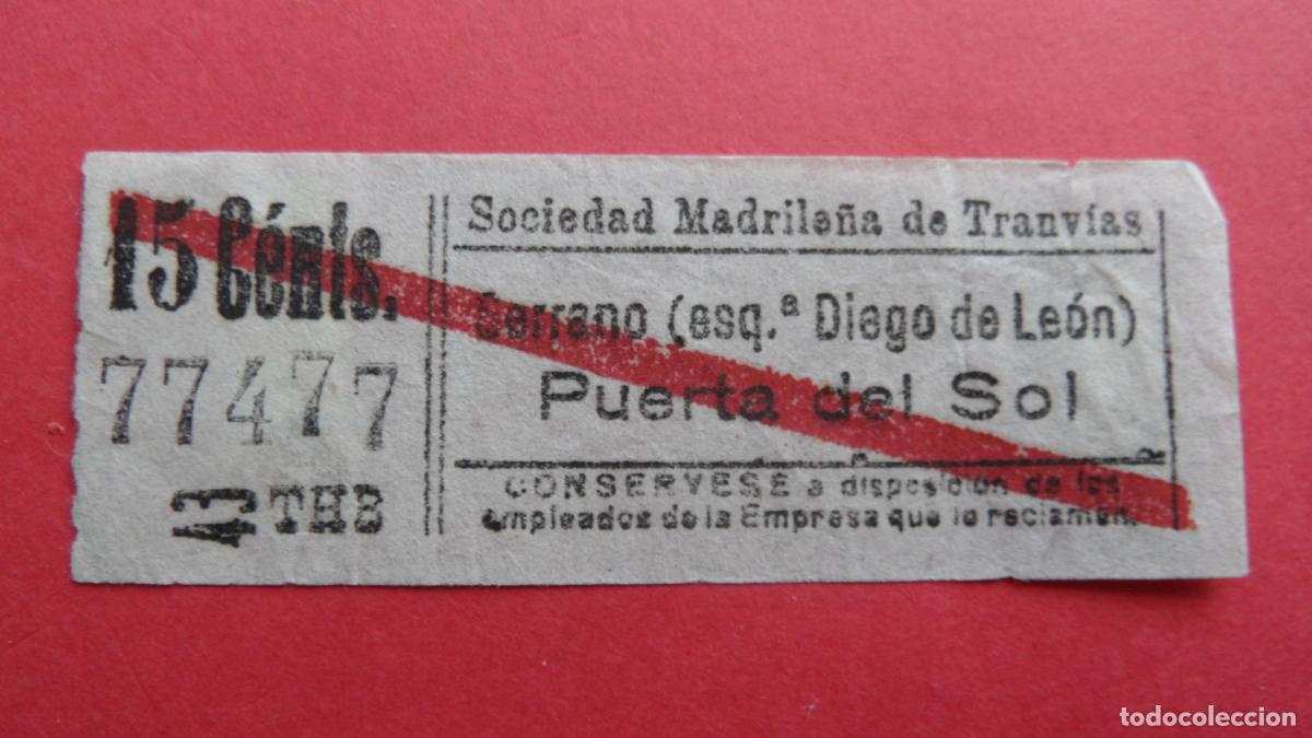 Coleccionismo Billetes de transporte: REF: TRMAD_SMT - S.M.T. SOCIEDAD MADRILE&Ntilde;A DE TRANV&Iacute;AS - MADRID 77177 CAPICUA LEEINTER Y TRAY