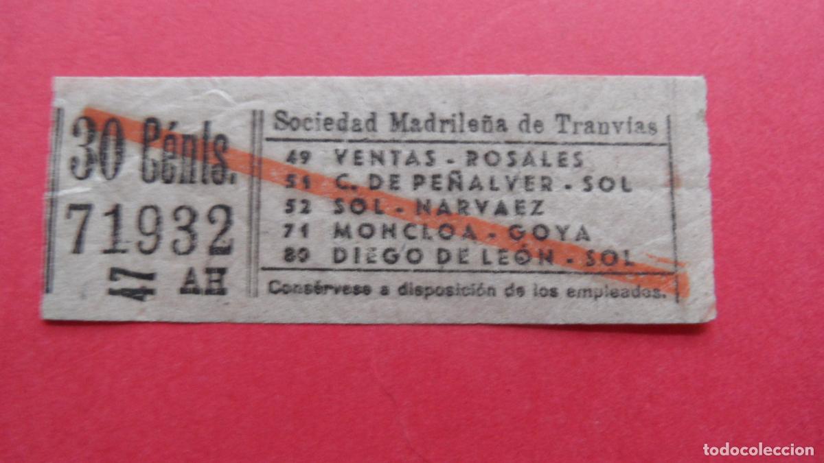 Colecionismos Bilhetes de Transporte: REF: TRMAD_SMT - S.M.T. SOCIEDAD MADRILE&Ntilde;A TRANV&Iacute;AS MADRID - LEEINTE Y TRA