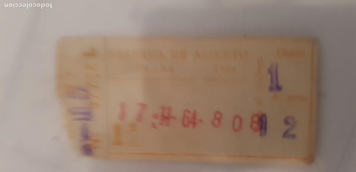 Collectionnisme Billets de transport: BILLETE TREN -RESERVA DE ASIENTO