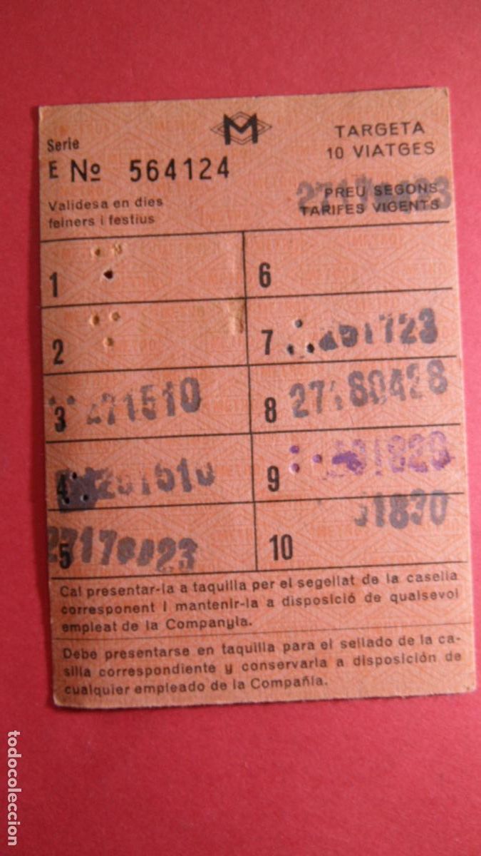 Colecionismos Bilhetes de Transporte: TARJETA 10 VIAJES METRO BARCELONA - OJO LEE INTERIOR TODAS LAS TARJETAS SON DIFERENTES