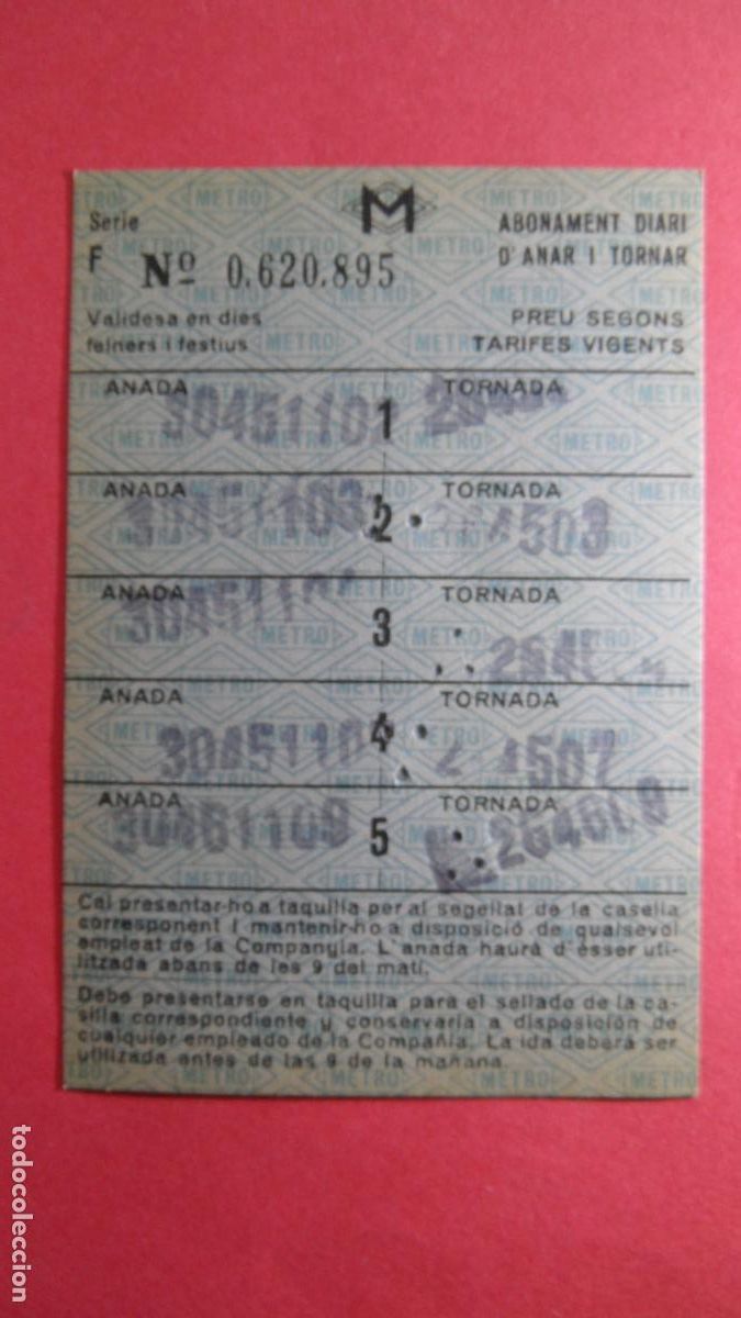 Colecionismos Bilhetes de Transporte: TARJETA 5 VIAJES IDA VUELTA METRO BARCELONA - OJO LEE INTERIOR TODAS LAS TARJETAS SON DIFERENTES