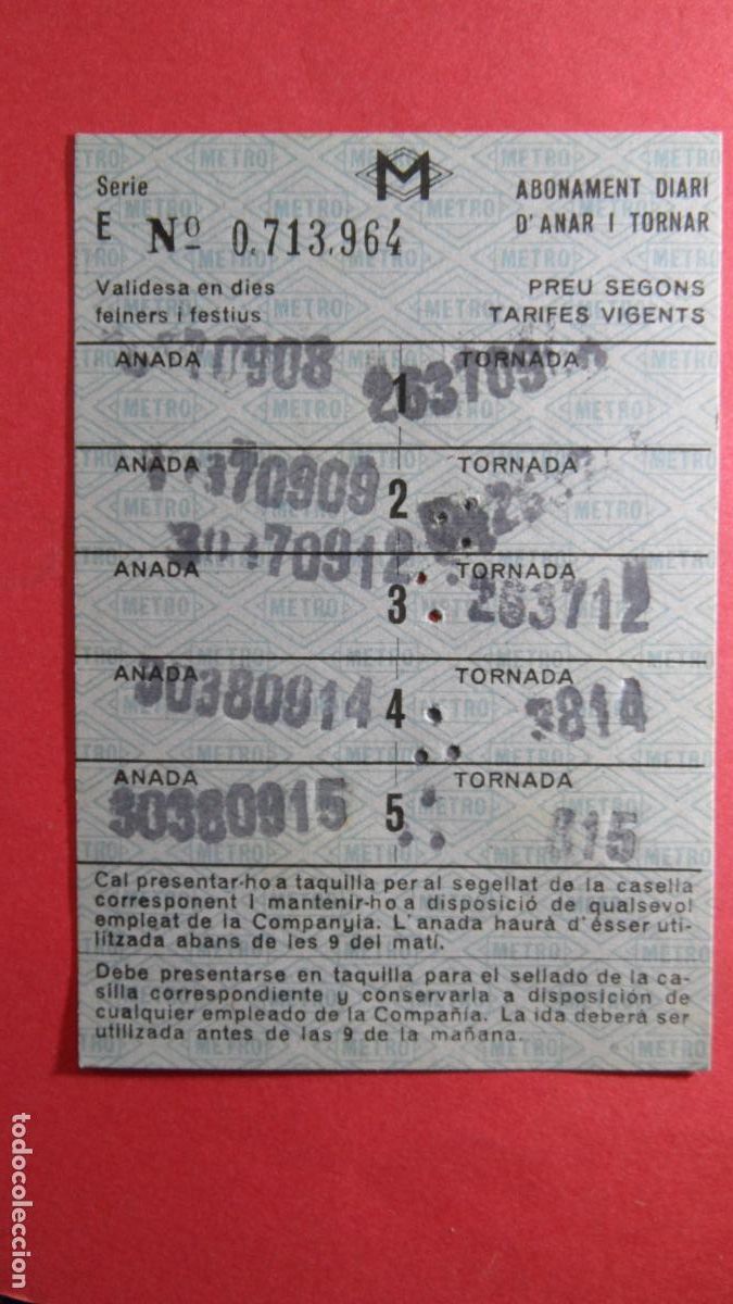 Colecionismos Bilhetes de Transporte: TARJETA 5 VIAJES IDA VUELTA METRO BARCELONA - OJO LEE INTERIOR TODAS LAS TARJETAS SON DIFERENTES
