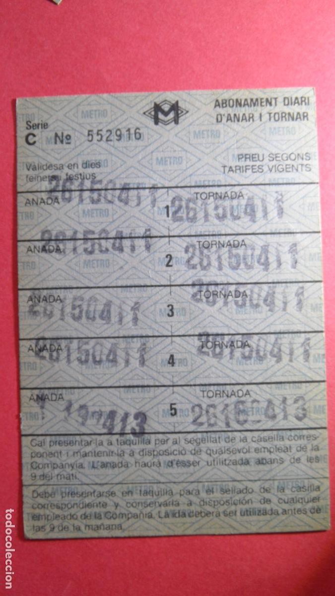 Colecionismos Bilhetes de Transporte: TARJETA 5 VIAJES IDA VUELTA METRO BARCELONA - OJO LEE INTERIOR TODAS LAS TARJETAS SON DIFERENTES