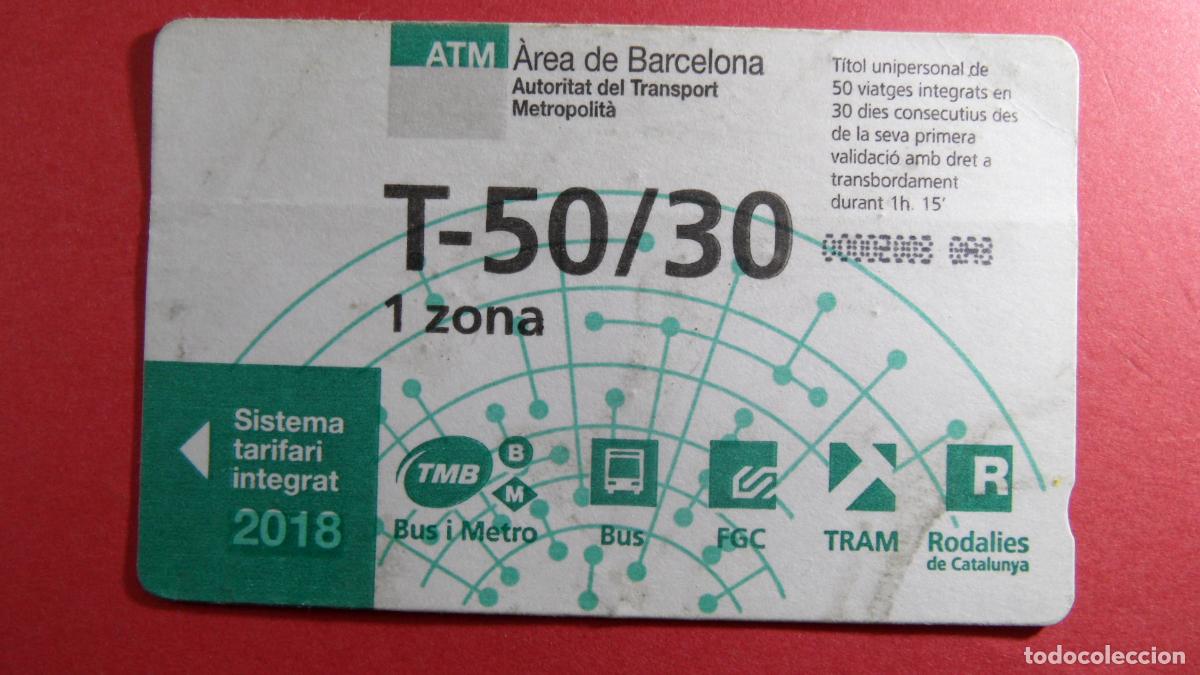 Colecionismos Bilhetes de Transporte: TARJETA T-50/30 1 ZONA A&Ntilde;O 2018