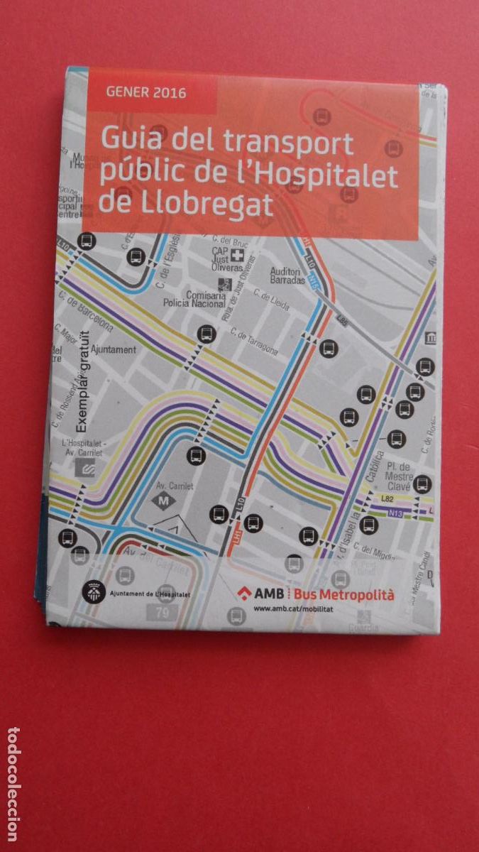Collectables Transport Tickets: GUIA PLANO ENERO 2016 DESPLEGABLE - TRANSPORTE PUBLICO HOSPITALET LLOBREGAT