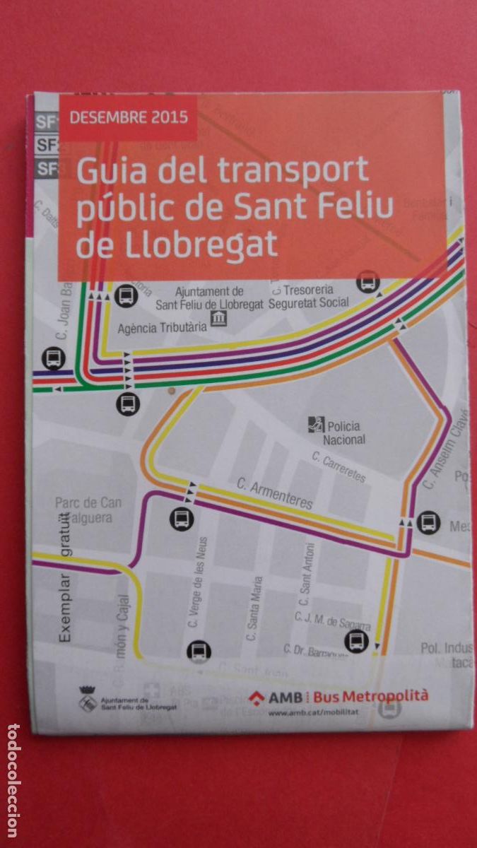 Collectables Transport Tickets: GUIA PLANO DICIEMBRE 2015 DESPLEGABLE - TRANSPORTE PUBLICO SANT FELIU DE LLOBREGAT