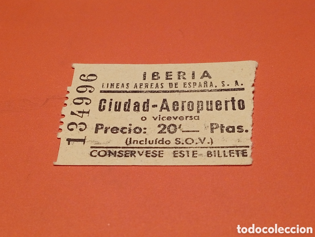 Collectables Transport Tickets: Tiket Iberia lineas aereas de Espa&ntilde;a, ciudad aeropuerto