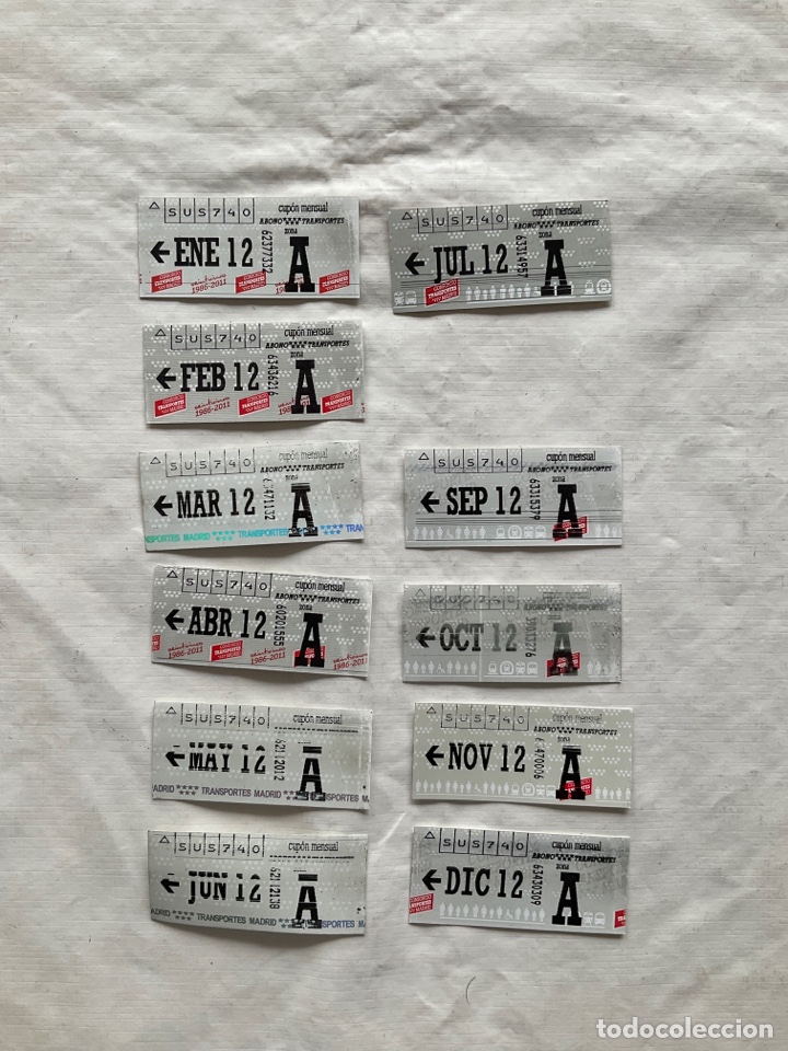 Collectables Transport Tickets: Abono transporte Madrid 2012. 11 meses