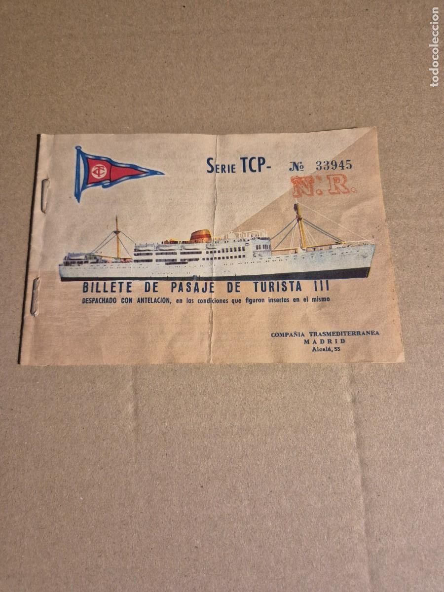 Sammeln von Fahrkarten: BILLETE COMPA&Ntilde;IA TRASMEDITERRANIA DE PASAJE DE TURISTA III.