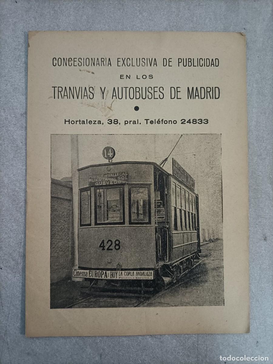 Coleccionismo billetes de transporte: FOLLETO DE TRANVIAS Y AUTOBUSES DE MADRID, CONCESIONARIA EXCLUSIVA DE PUBLICIDAD, 8 PAG CON FOTOGRAF