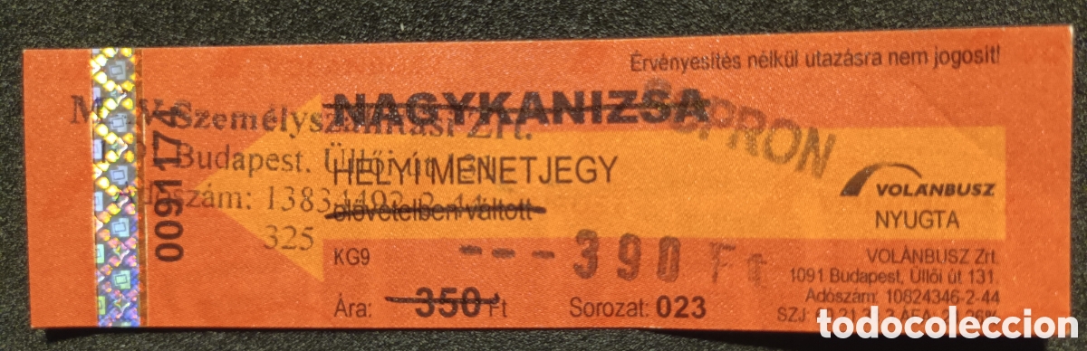 Coleccionismo billetes de transporte: BILLETE DE TRANSPORTE DE BUDAPEST - Foto 1
