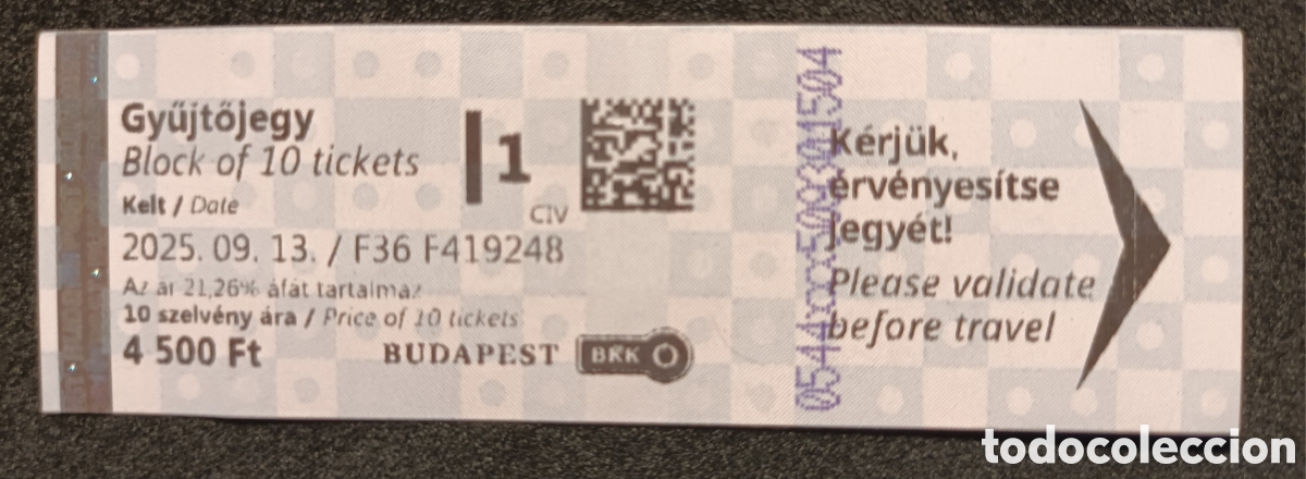 Coleccionismo billetes de transporte: BILLETE TRANSPORTE BUDAPEST - Foto 1