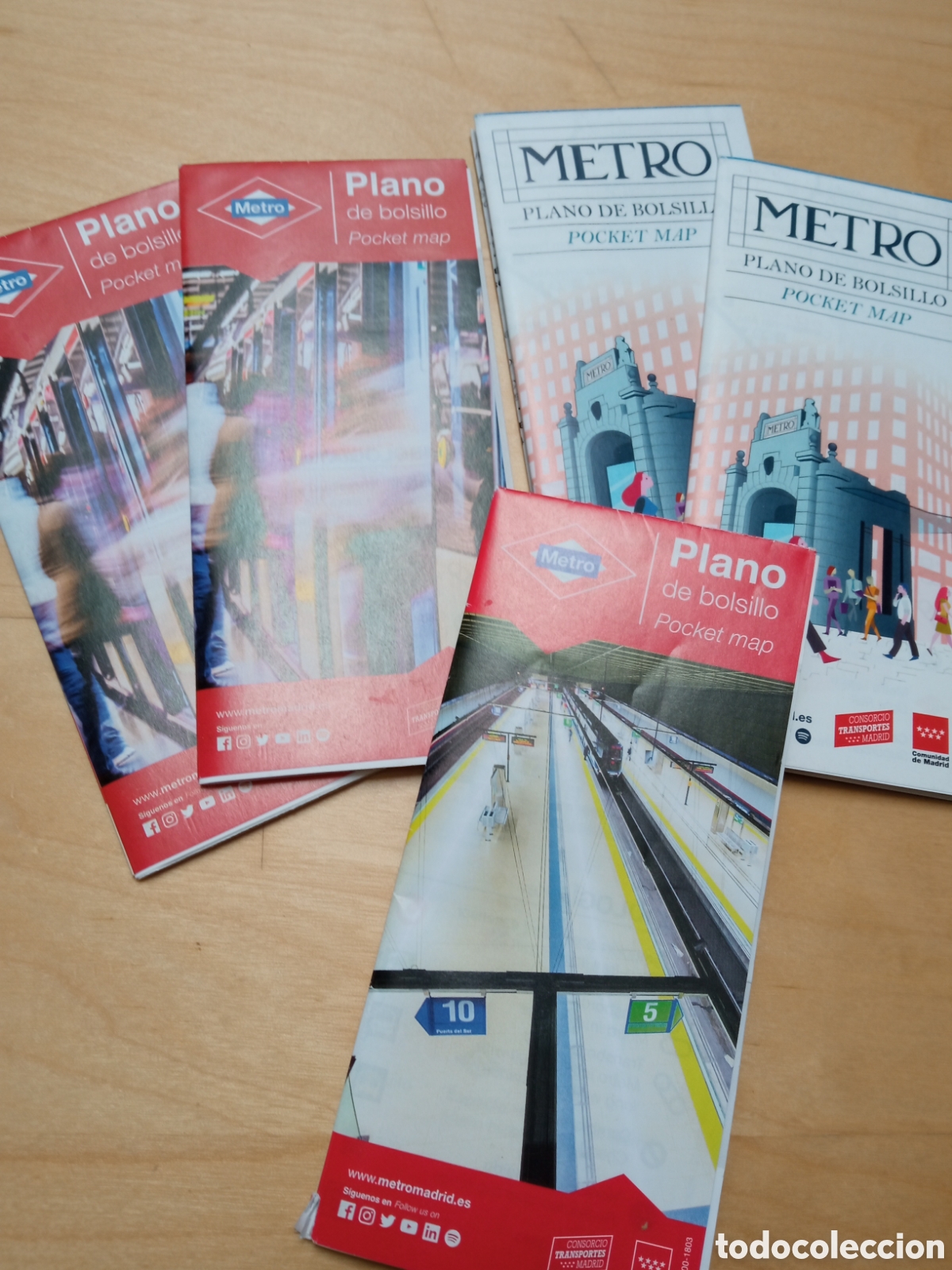 Colecionismos Bilhetes de Transporte: Lote cinco planos metro Madrid ( dos de ellos iguales)