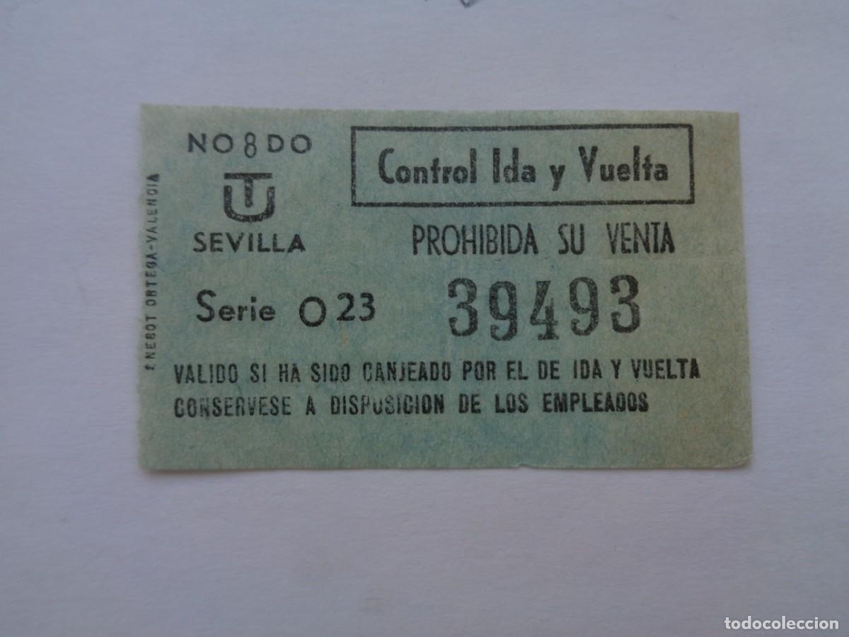 Coleccionismo Billetes de transporte: TRANSPORTES URBANOS DE SEVILLA, S.A.M. : BILLETE CONTROL IDA Y VUELTA , A&Ntilde;OS 60 . CAPICUA