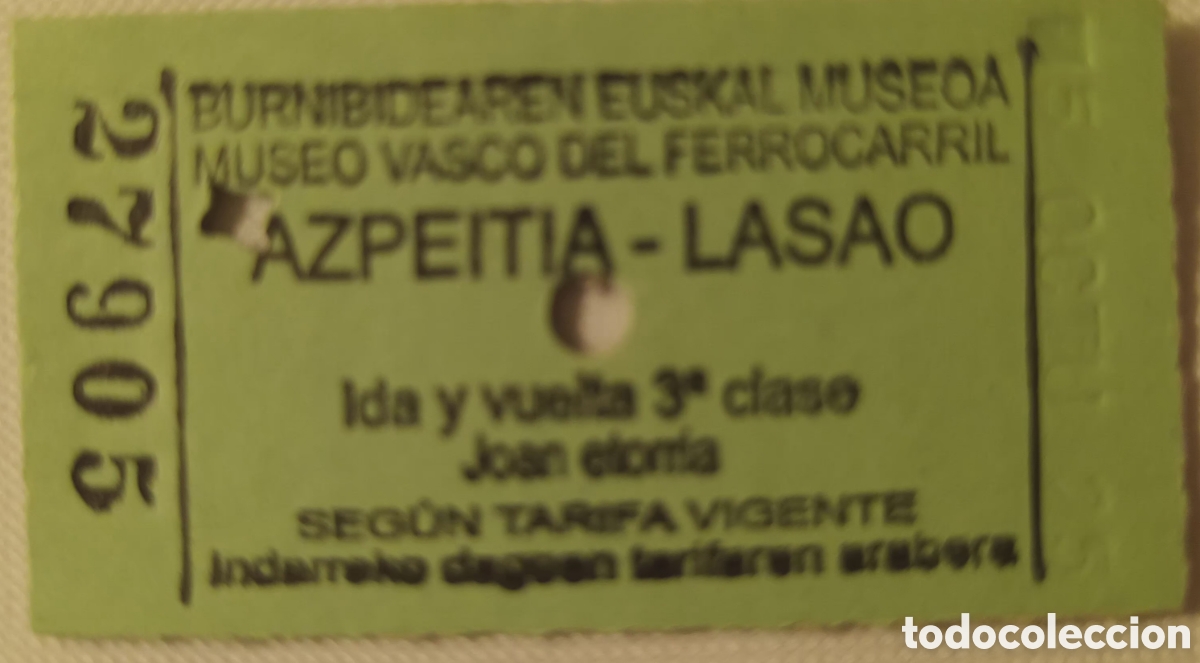 Coleccionismo Billetes de transporte: BILLETE MUSEO VASCO DEL FERROCARRIL