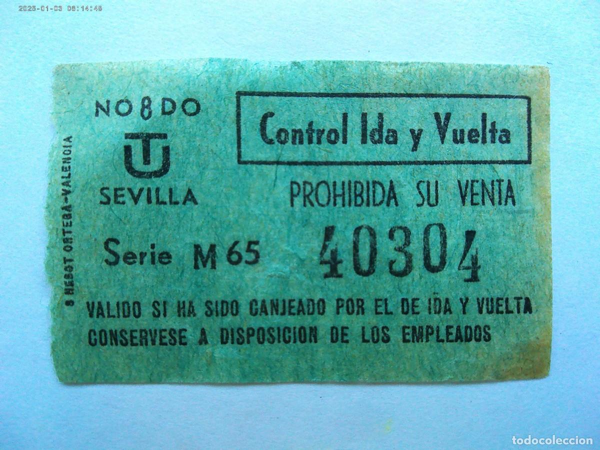 Coleccionismo Billetes de transporte: TRANSPORTES URBANOS DE SEVILLA, S.A.M. : BILLETE CONTROL IDA Y VUELTA , A&Ntilde;OS 60 . CAPICUA