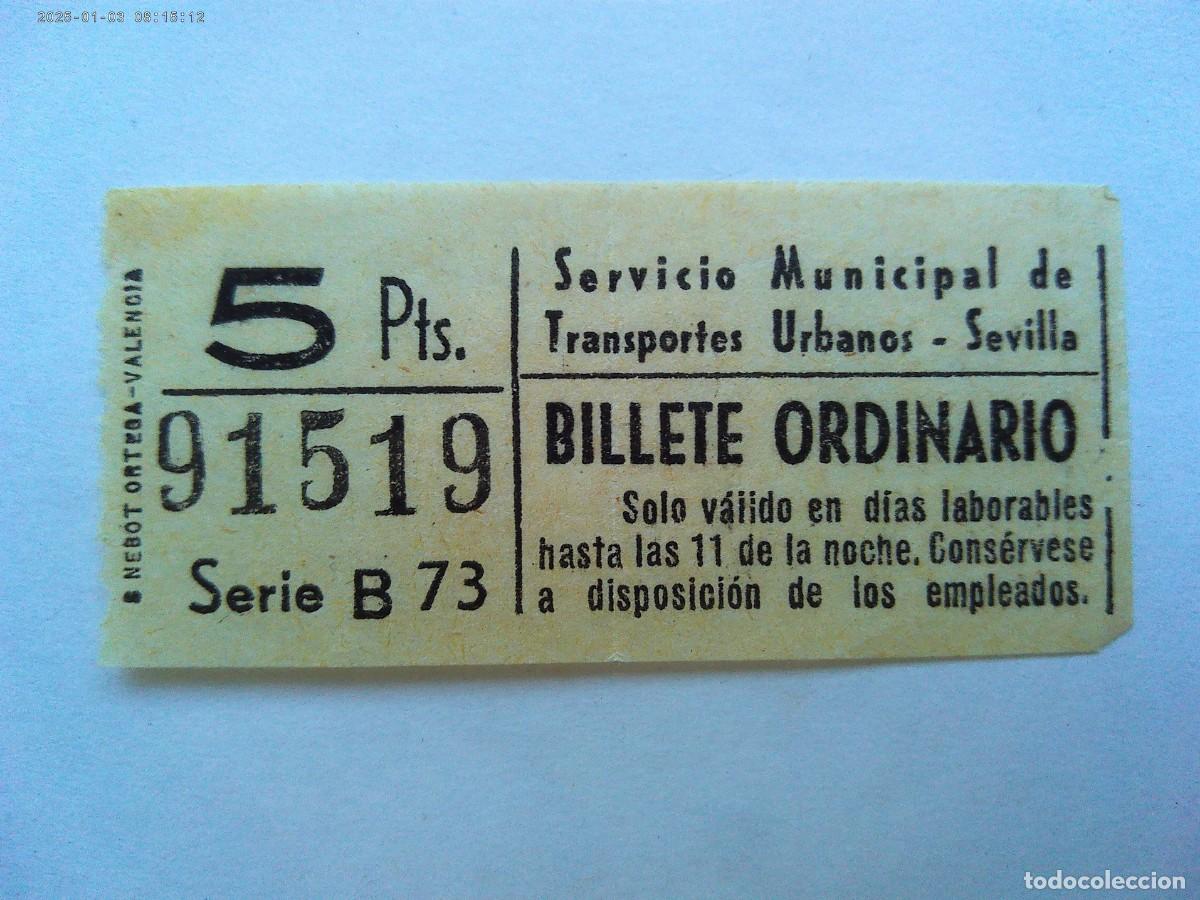 Coleccionismo Billetes de transporte: SERVICIO MUNICIPAL DE TRANSPORTES URBANOS DE SEVILLA : BILLETE ORDINARIO , A&Ntilde;OS 60 . CAPICUA