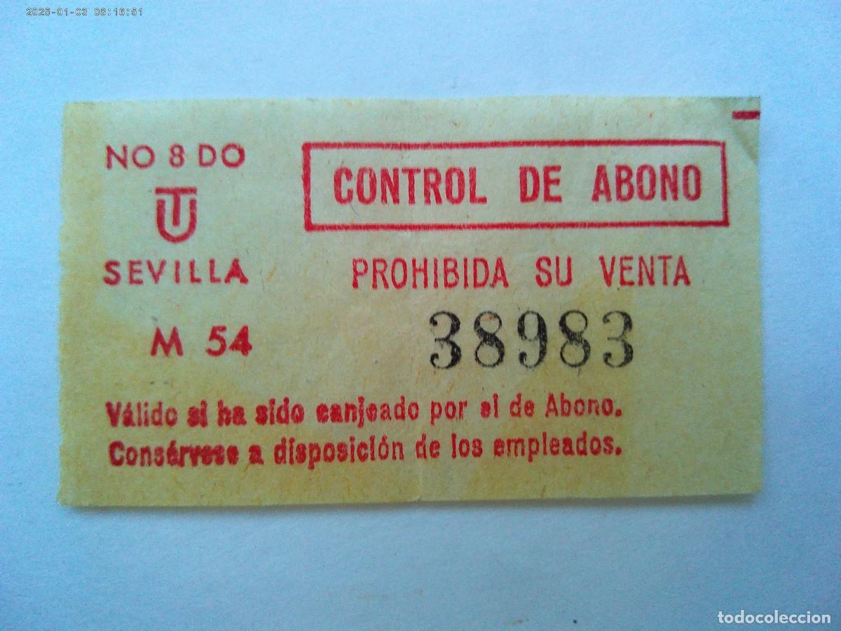 Coleccionismo Billetes de transporte: TRANSPORTES URBANOS DE SEVILLA : BILLETE CONTROL DE ABONO , A&Ntilde;OS 60 . CAPICUA