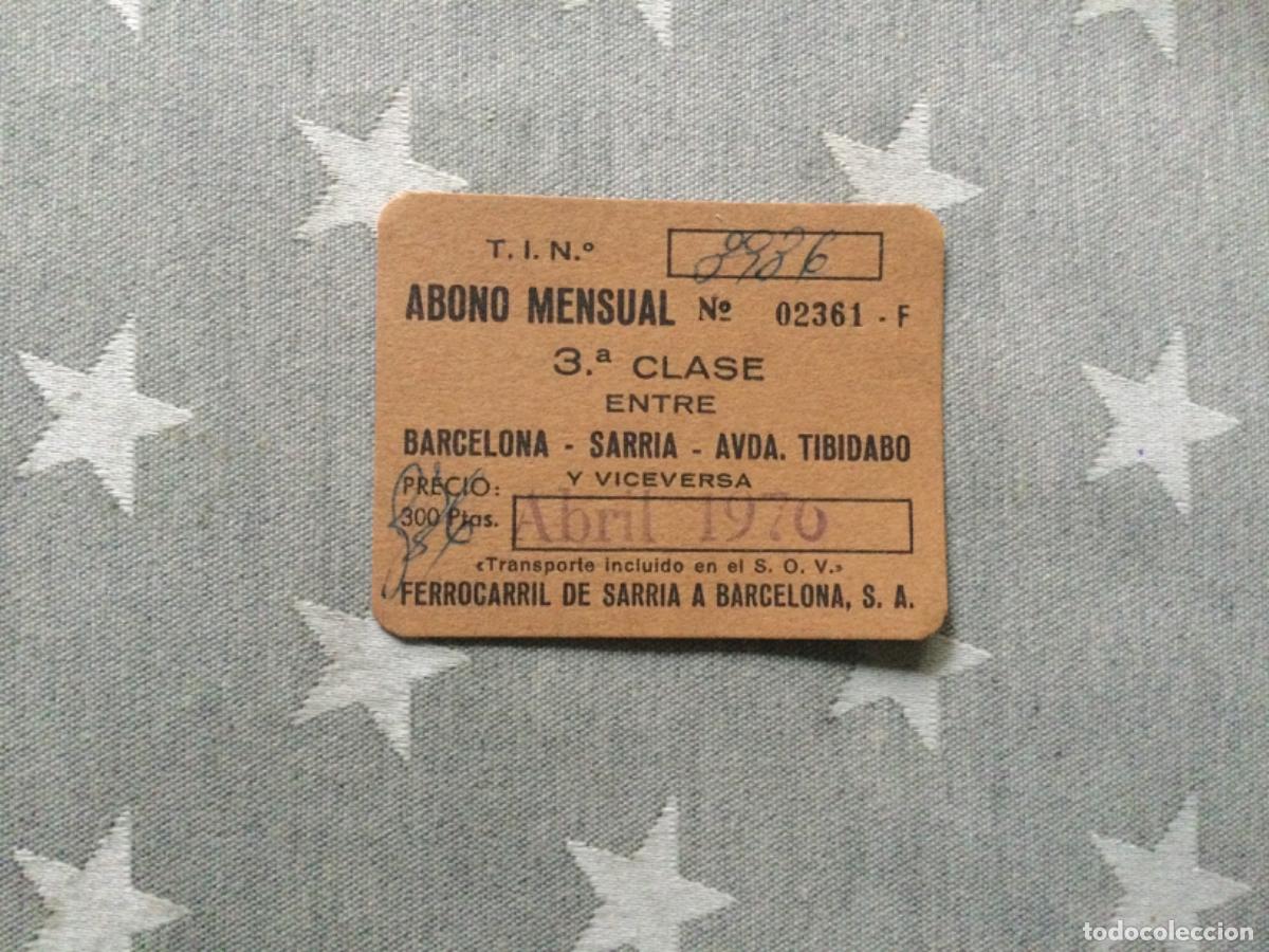 Coleccionismo Billetes de transporte: BILLETE TREN FERROCARRIL BARCELONA, SARRIA, AVDA TIBIDABO. ABONO MENSUAL