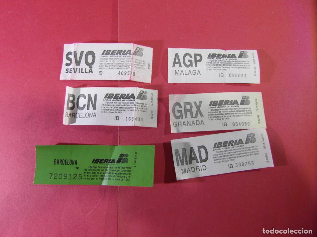 Colecionismos Bilhetes de Transporte: LOTE 6 IBERIA LINEAS AEREAS CIUDADES DIFERENTES SEVILLA MALAGA GRANADA BARCELONA MADRID