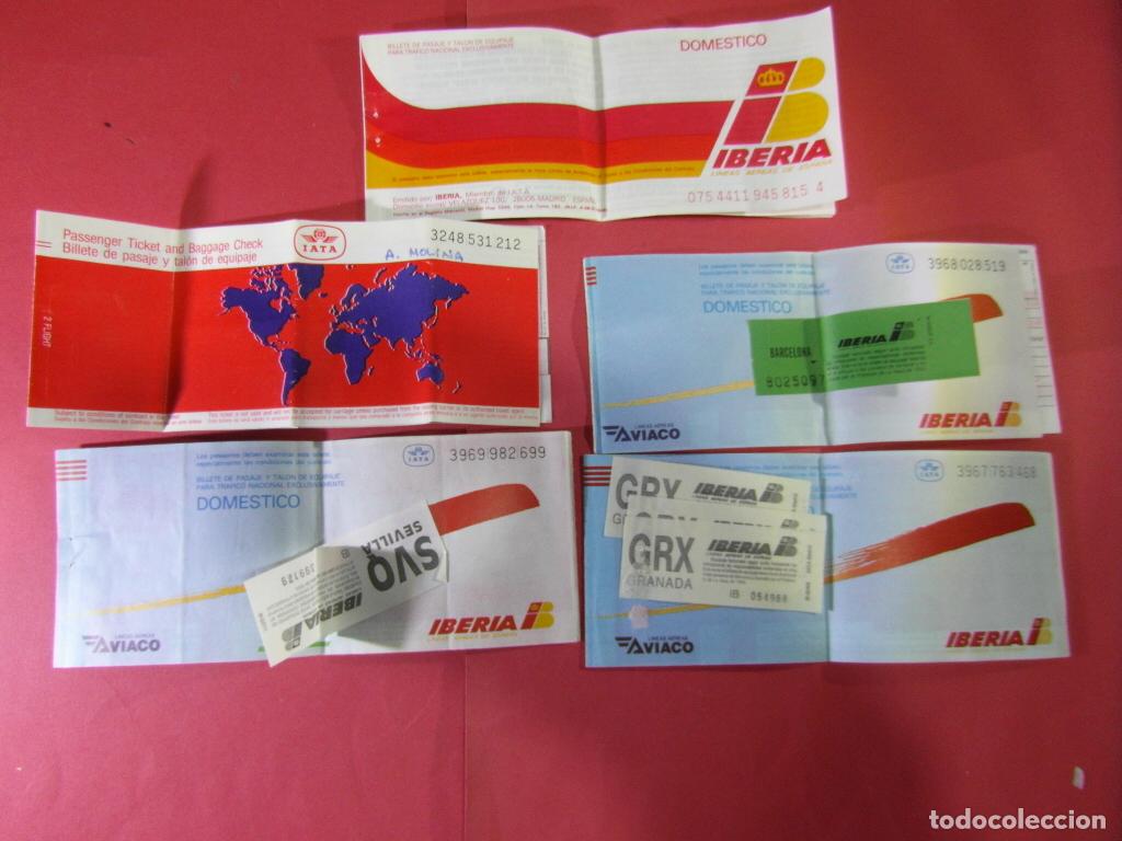 Colecionismos Bilhetes de Transporte: LOTE 5 BILLETE IBERIA LINEAS AEREAS DIFERENTES CIUDADES GRANDA BRUSELAS ... - AVIACO BILLETE AVION