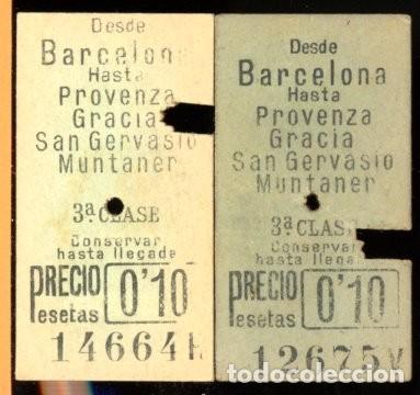 Collectionnisme Billets de transport: 2 billetes Edmondson de los ferrocarriles de Sarria del mismo trayecto, &eacute;poca,... que son diferentes