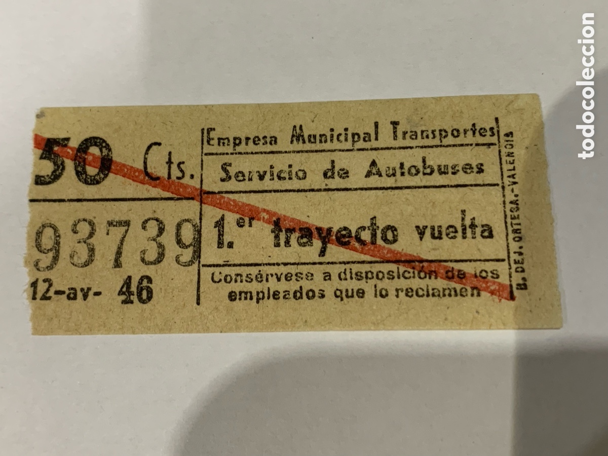 Coleccionismo Billetes de transporte: Billete de Autob&uacute;s - Empresa municipal de Transporte Madrid (30cts)