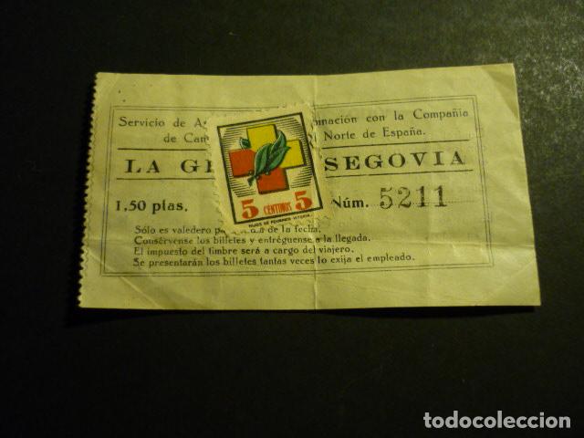 Coleccionismo Billetes de transporte: BILLETE DE AUTOBUS LA GRANJA SEGOVIA 1938 GUERRA CIVIL CON VI&Ntilde;ETA EMPRESA VIUDA DE HEREDERO