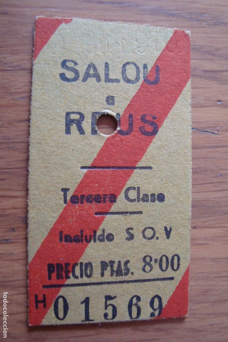 Coleccionismo Billetes de transporte: ANTIGUO BILLETE FERROCARRIL SALOU REUS TERCERA CLASE 1970