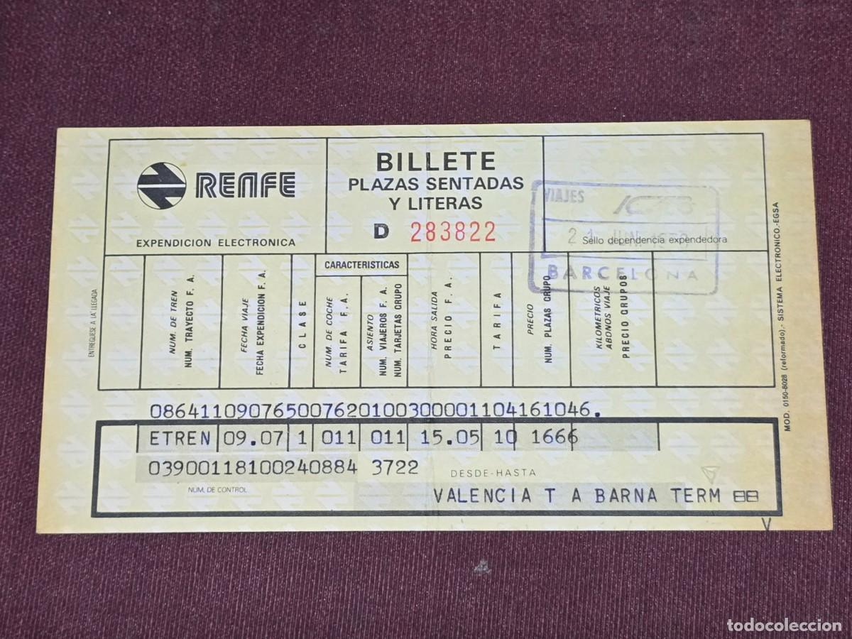 Coleccionismo Billetes de transporte: Billete RENFE - 1978 Valencia - Barcelona