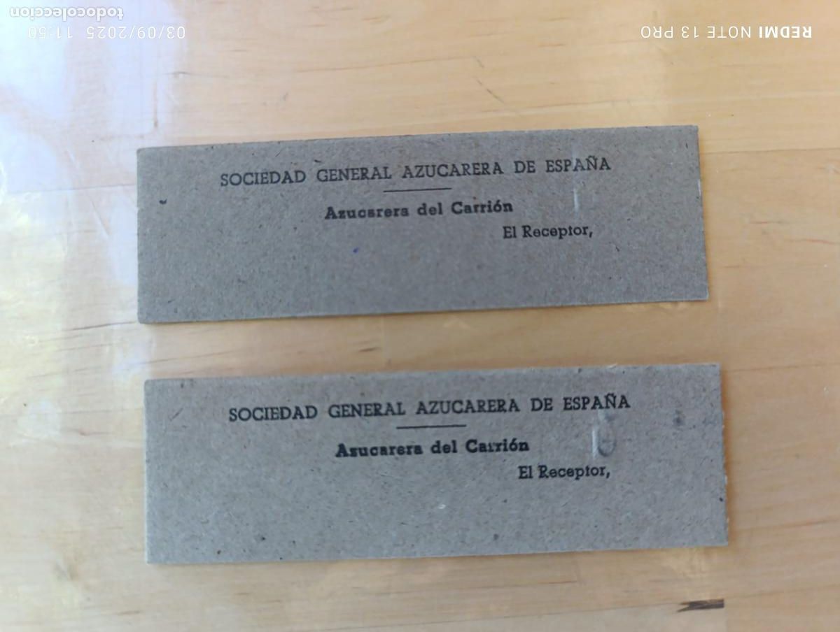 Colecionismos Bilhetes de Transporte: SOCIEDAD GENERAL AZUCARERA DE ESPA&Ntilde;A.CARRION DE LOS CONDES.PALENCIA.