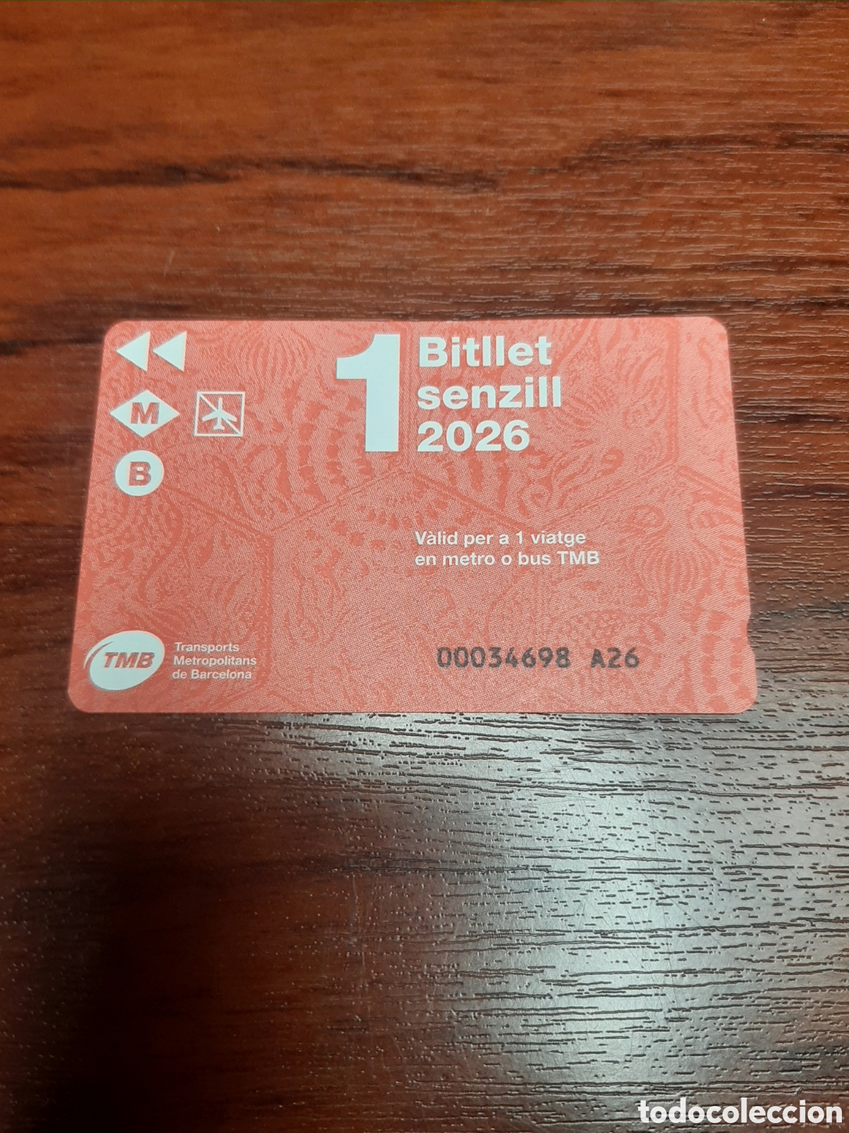 Coleccionismo Billetes de transporte: TARJETA TRANSPORTE BITLLET SENZILL 2026 TMB BARCELONA