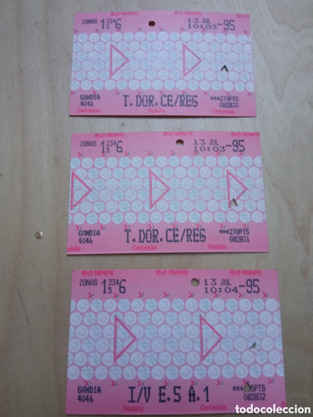 Coleccionismo Billetes de transporte: Lote tres billetes Rodalia Renfe 13 julio 1995