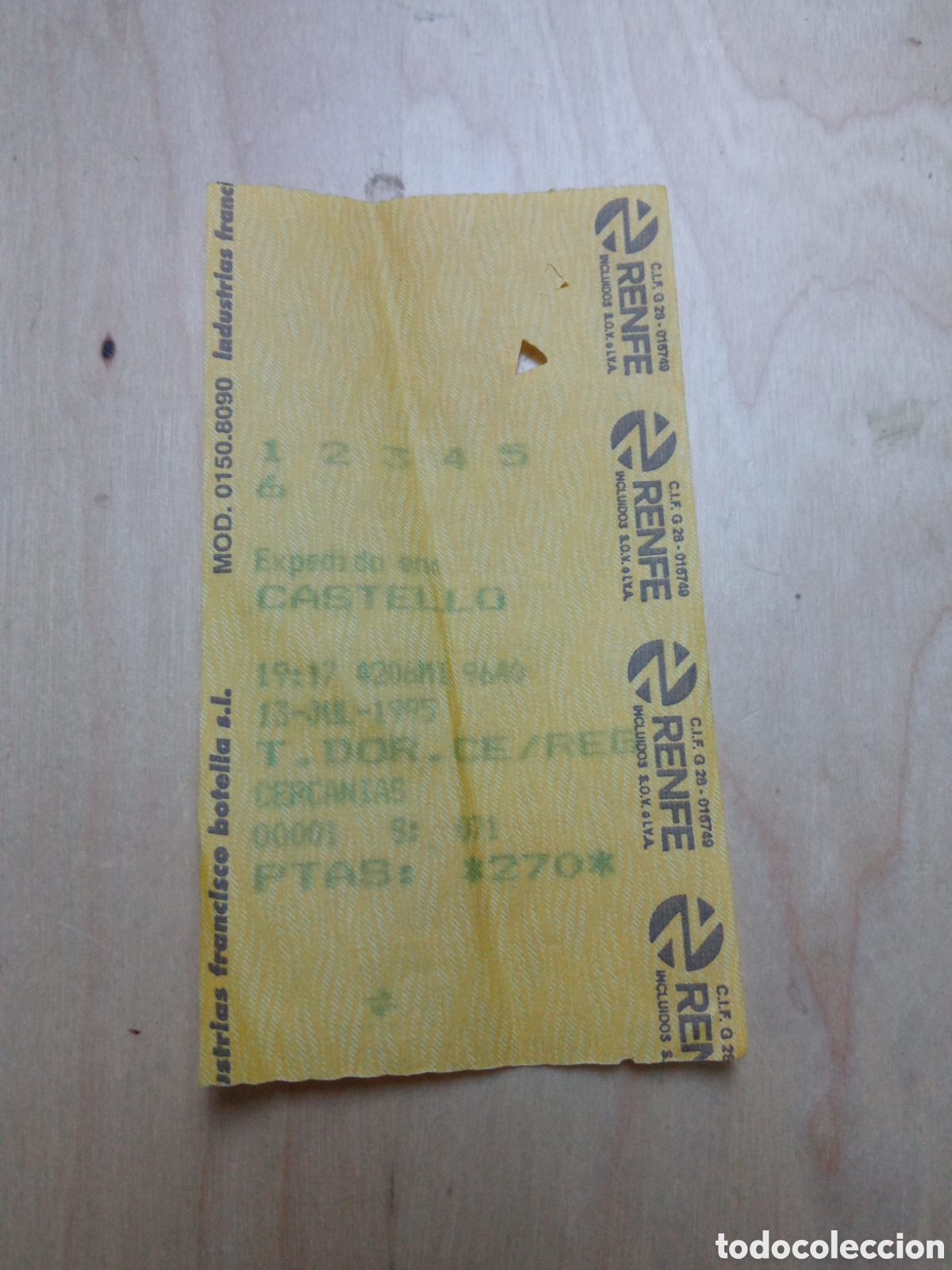 Coleccionismo Billetes de transporte: Billete Renfe cercan&iacute;as. 13 julio 1995