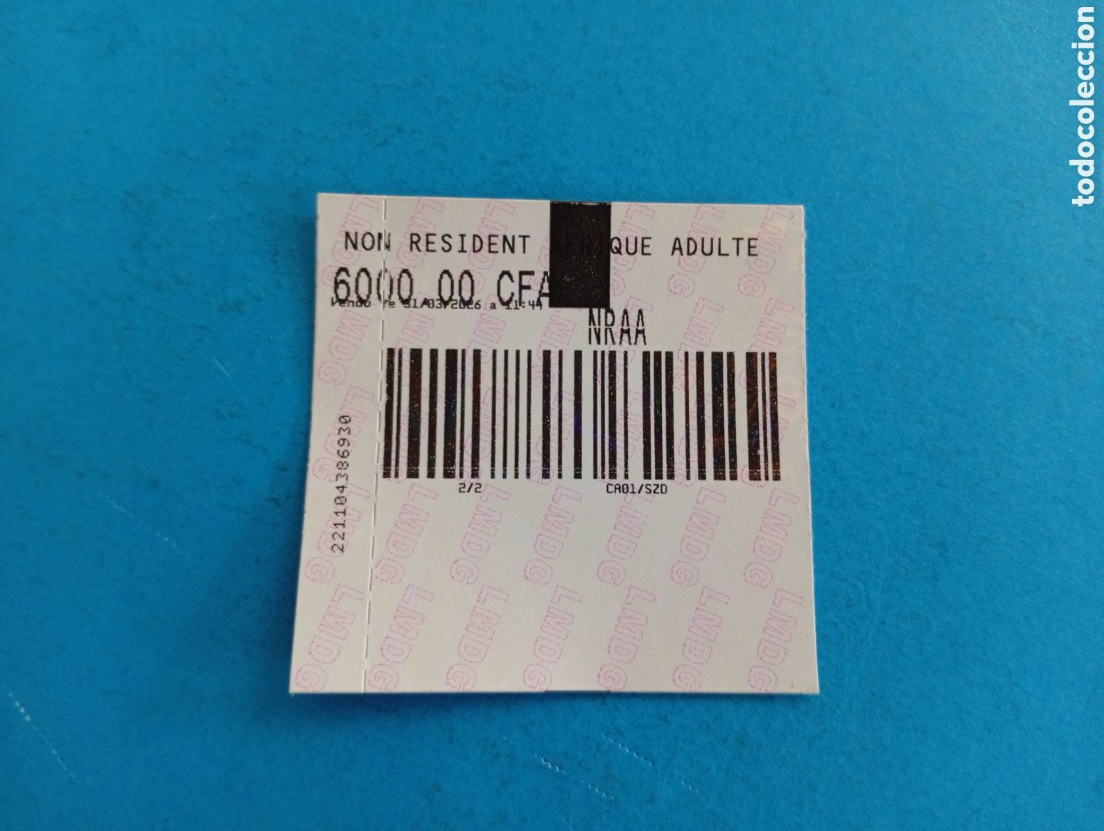 Coleccionismo Billetes de transporte: Billete de barco a la Isla de Goree