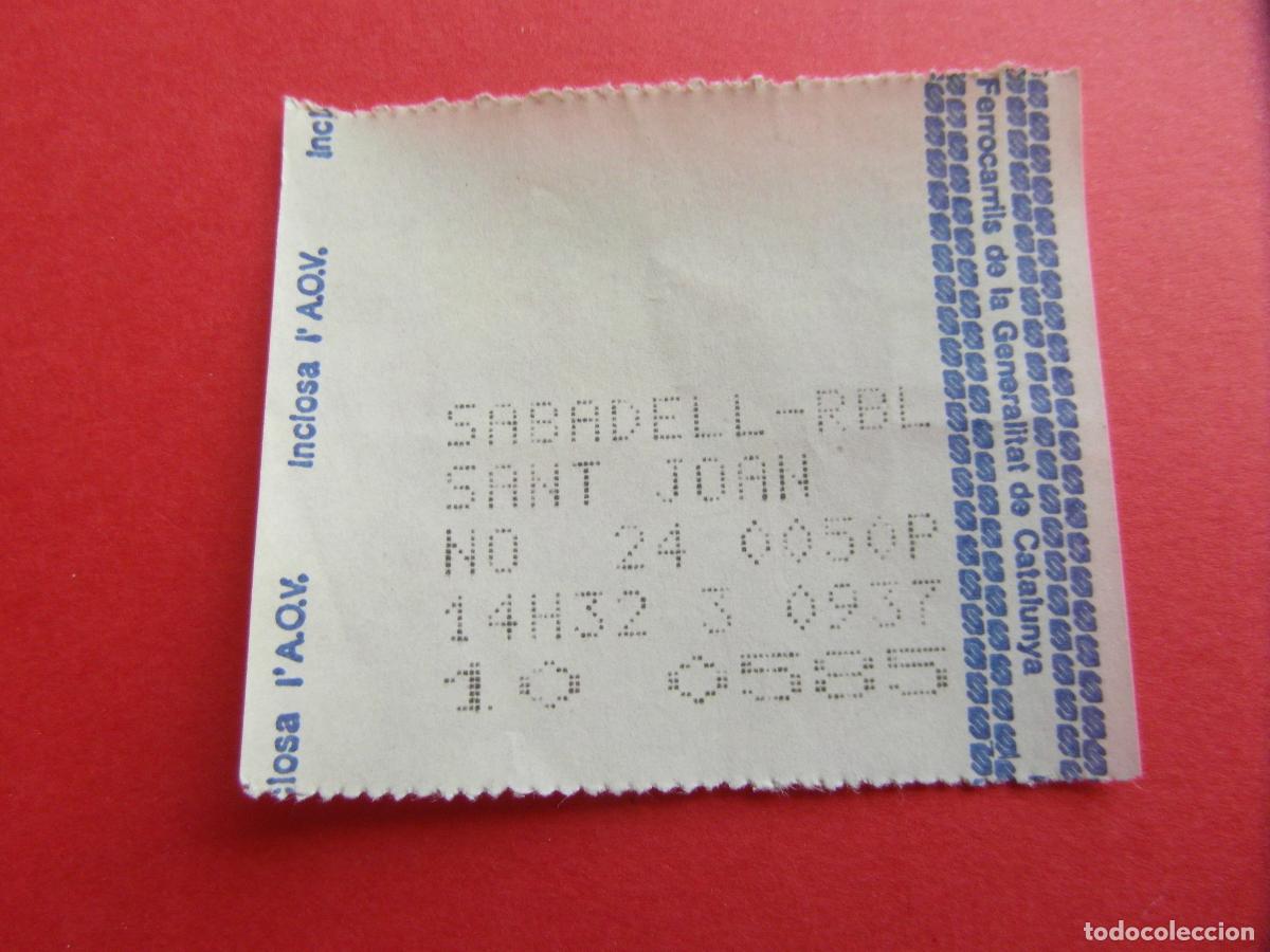 Coleccionismo Billetes de transporte: FERROCARRILES GENERALITAT CATALU&Ntilde;A - SABADELL RAMBLA SANT JOAN