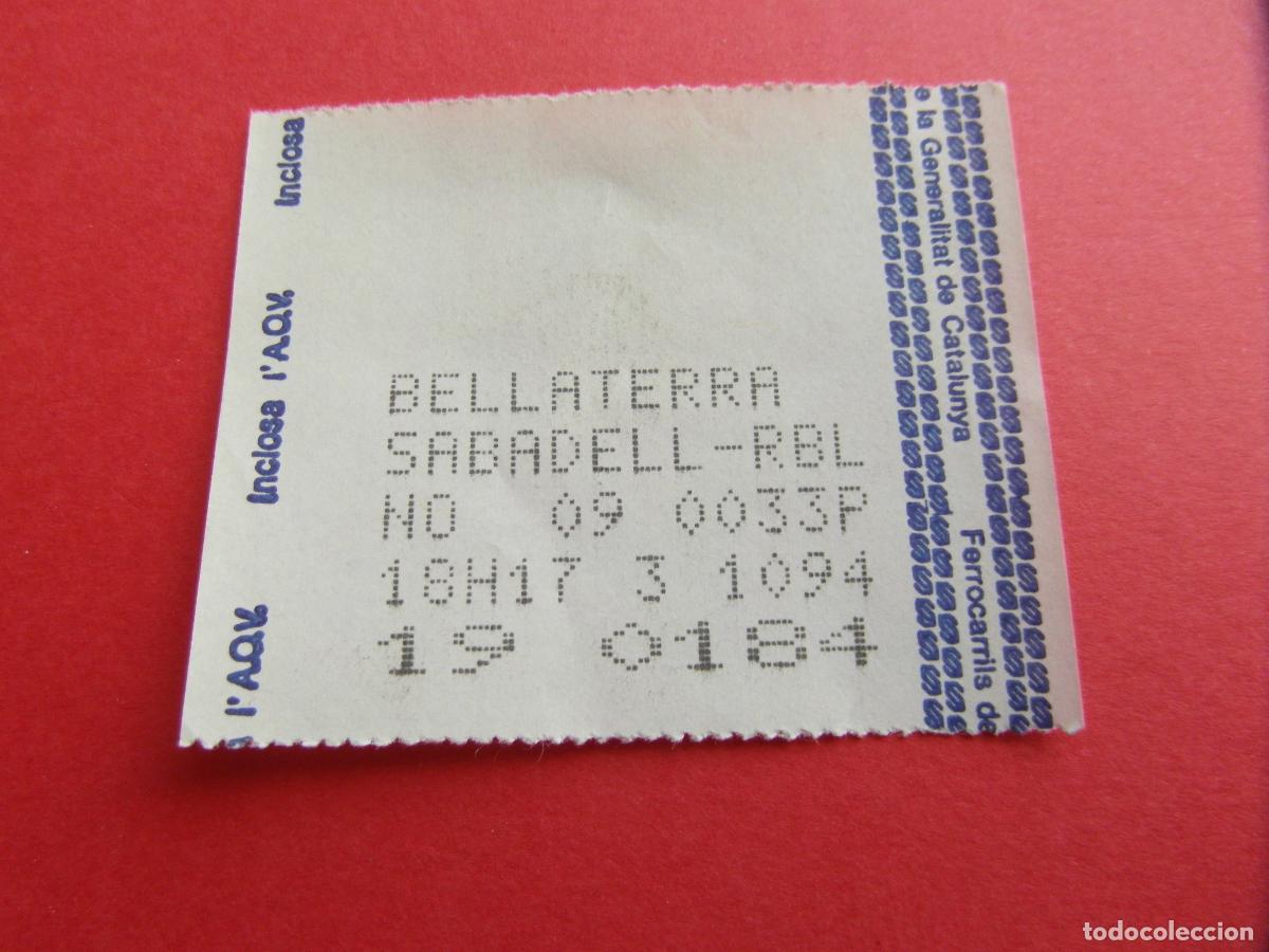 Coleccionismo Billetes de transporte: FERROCARRILES GENERALITAT CATALU&Ntilde;A - BELATERRA SABADELL RAMBLA