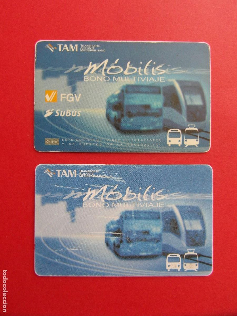 Coleccionismo Billetes de transporte: 2 TARJETAS PLASTICO DIFERENTES ALICANTE MOBILIS