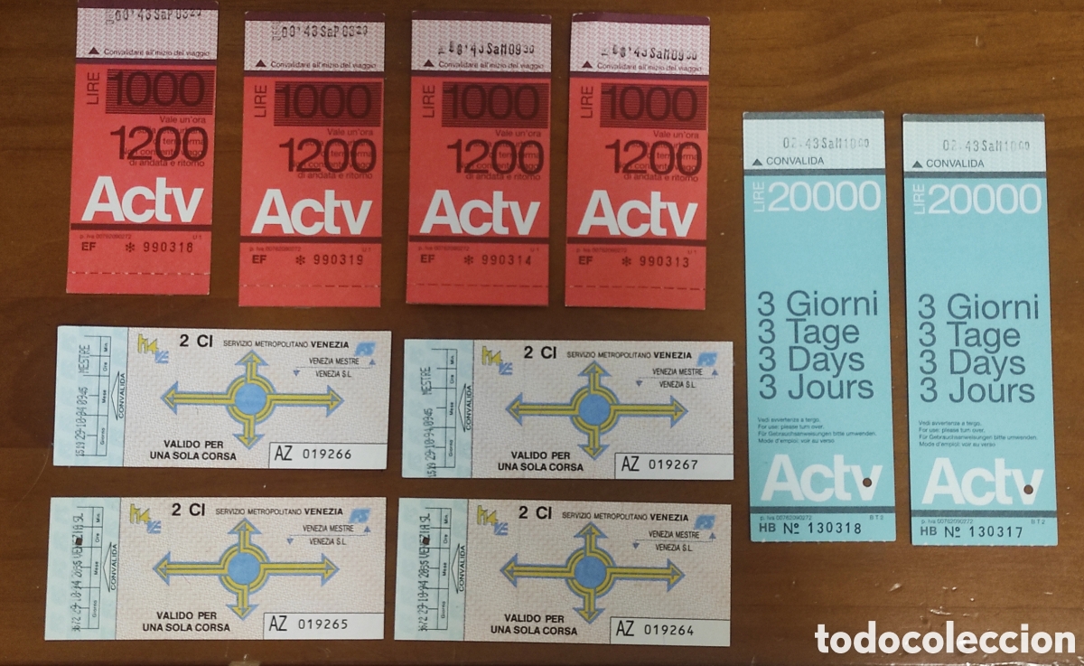 Coleccionismo Billetes de transporte: 10 Billetes Consorcio transporte Venecia. 1994