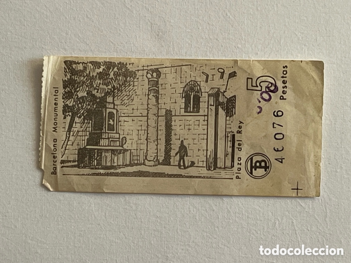 Coleccionismo Billetes de transporte: BARCELONA MONUMENTAL. Plaza del Rey. Billete antiguo 5 pesetas