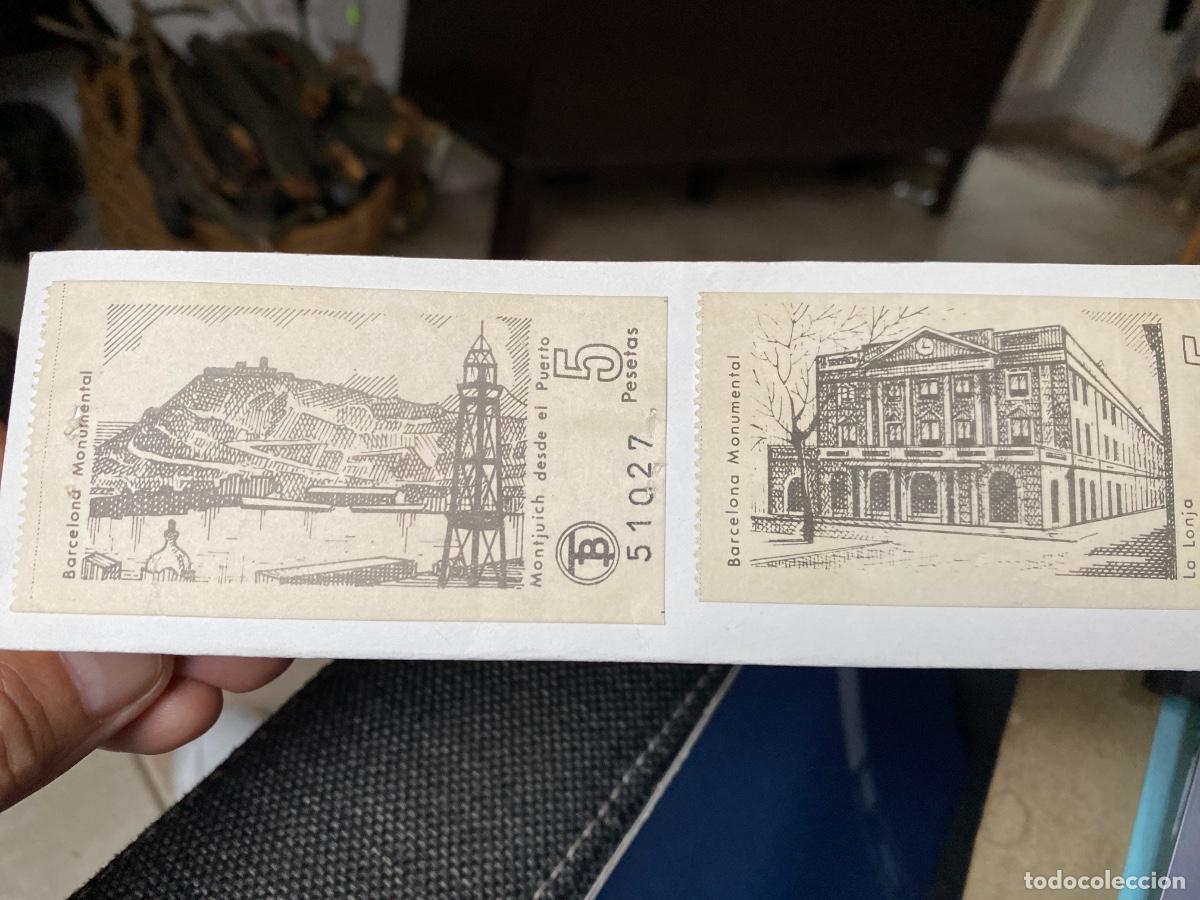Coleccionismo Billetes de transporte: BILLETES DE AUTOBUS BARCELONA MUNUMENTAL . MONTJUICH DESDE EL PUERTO Y LA LONJA