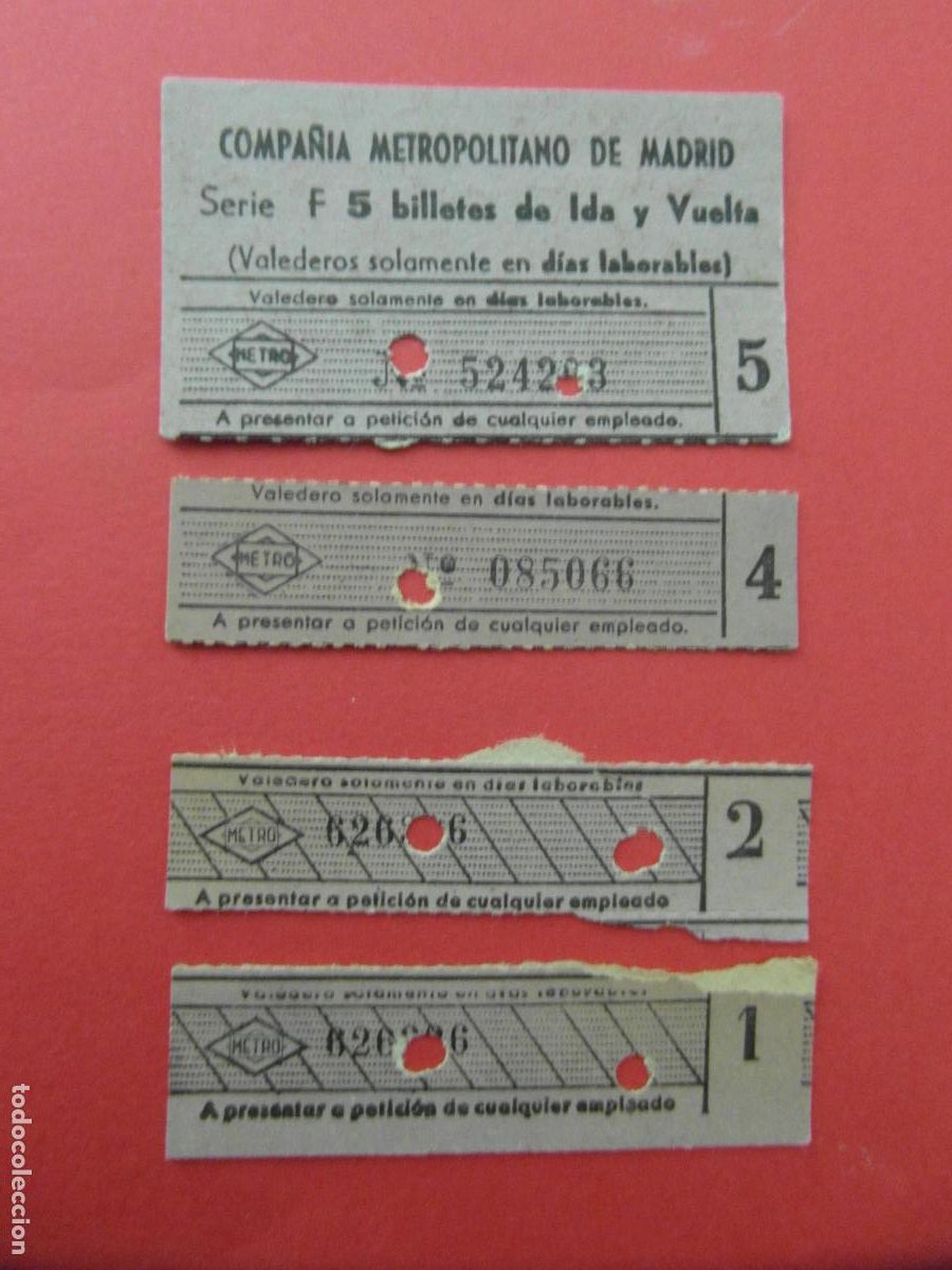 Coleccionismo Billetes de transporte: ref: REFMM01 - METRO MADRID - LOTE BILLETES COMPA&Ntilde;IA METROPOLITANO - LEER INTERIOR