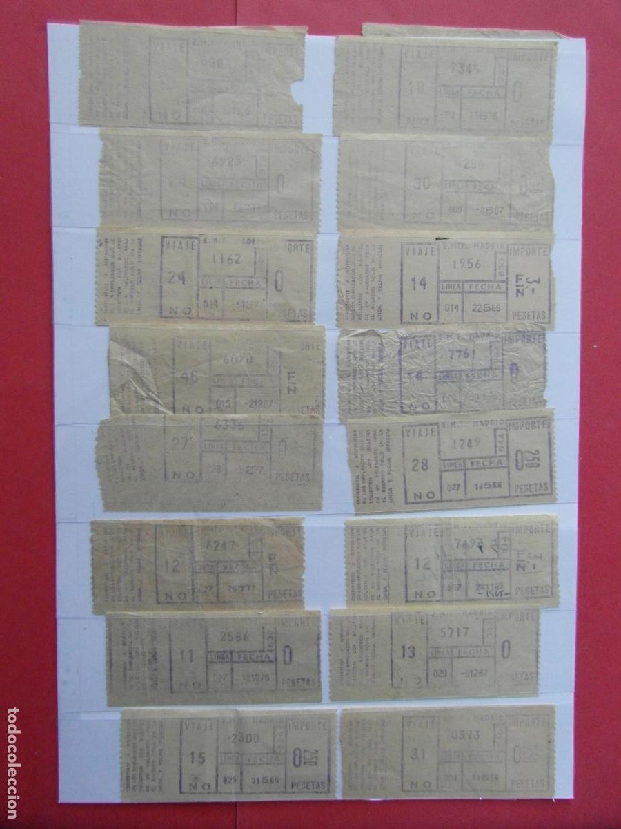Coleccionismo Billetes de transporte: ref: REFMM01 - EMT MADRID - LOTE 34 BILLETES TODOS LINEAS DIFERENTES O PRECIOS/LINEA - LEER INTERIOR