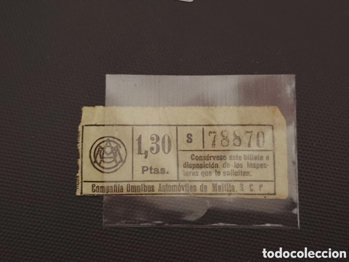 Coleccionismo Billetes de transporte: Billete compa&ntilde;&iacute;a &oacute;mnibus Melilla 1,30 ptas