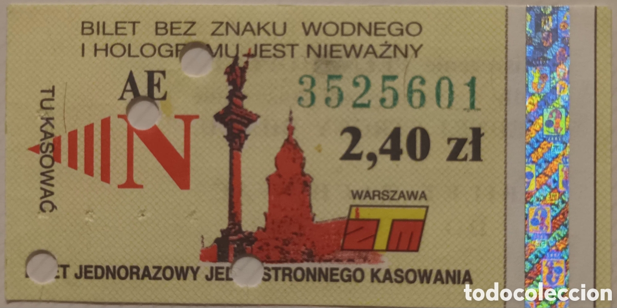 Coleccionismo Billetes de transporte: BILLETE DE TRANSPORTE DE VARSOVIA