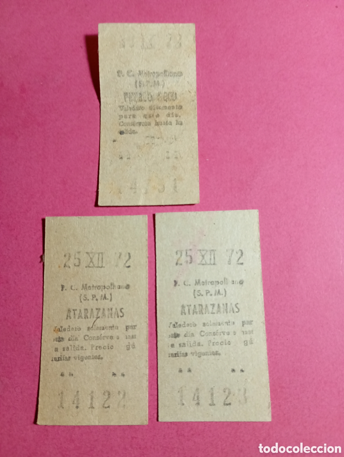 Coleccionismo Billetes de transporte: BARCELONA F.C. METROPOLITANO 2 DEL 72 CORRELATIVOS ATARAZANAS Y 1 DEL 73 PUEBLO SECO